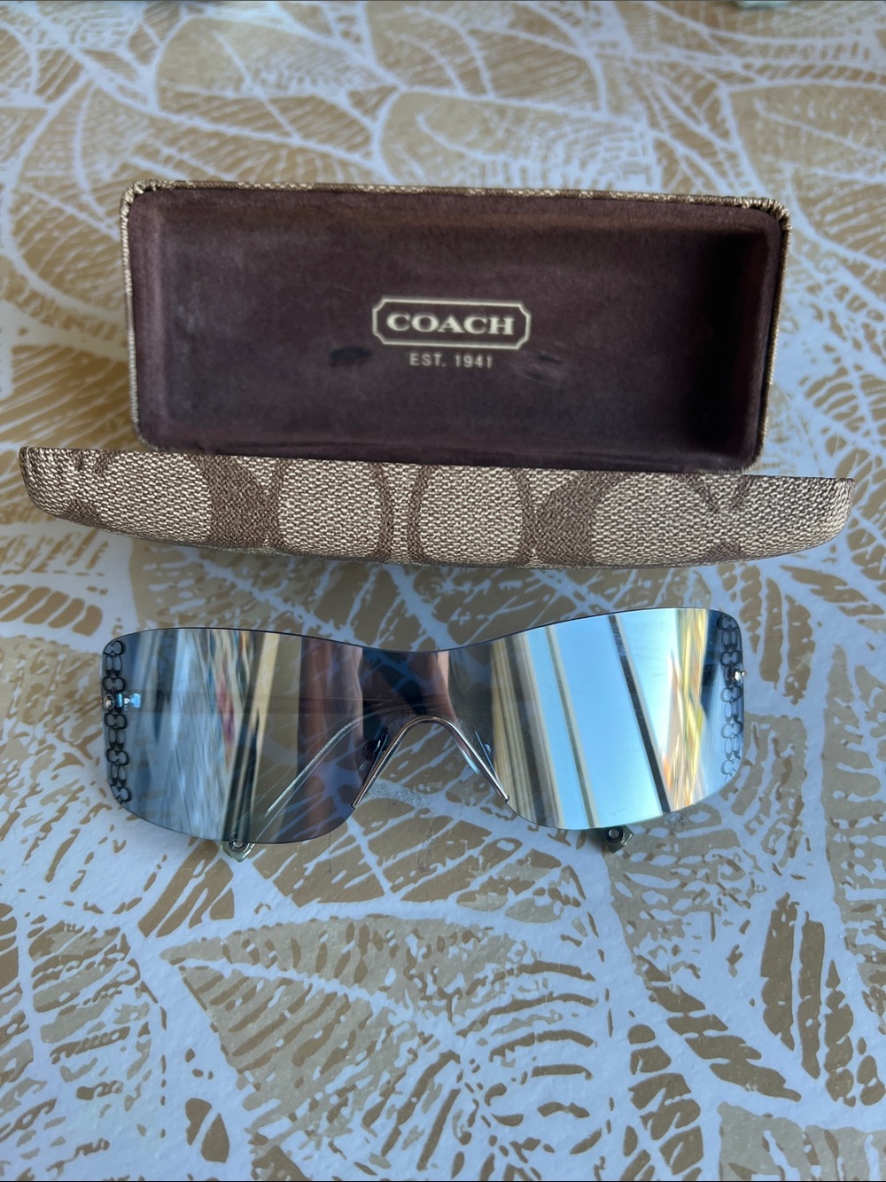 Coach Mirrored Shield Sunglasses in Silver/Blue